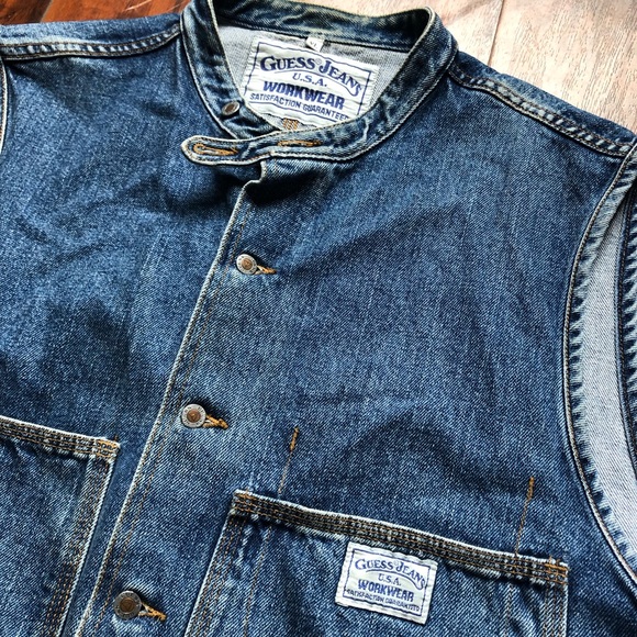 Guess? Men’s Vintage Denim Jean Vest USA 🇺🇸 Made - Picture 2 of 6